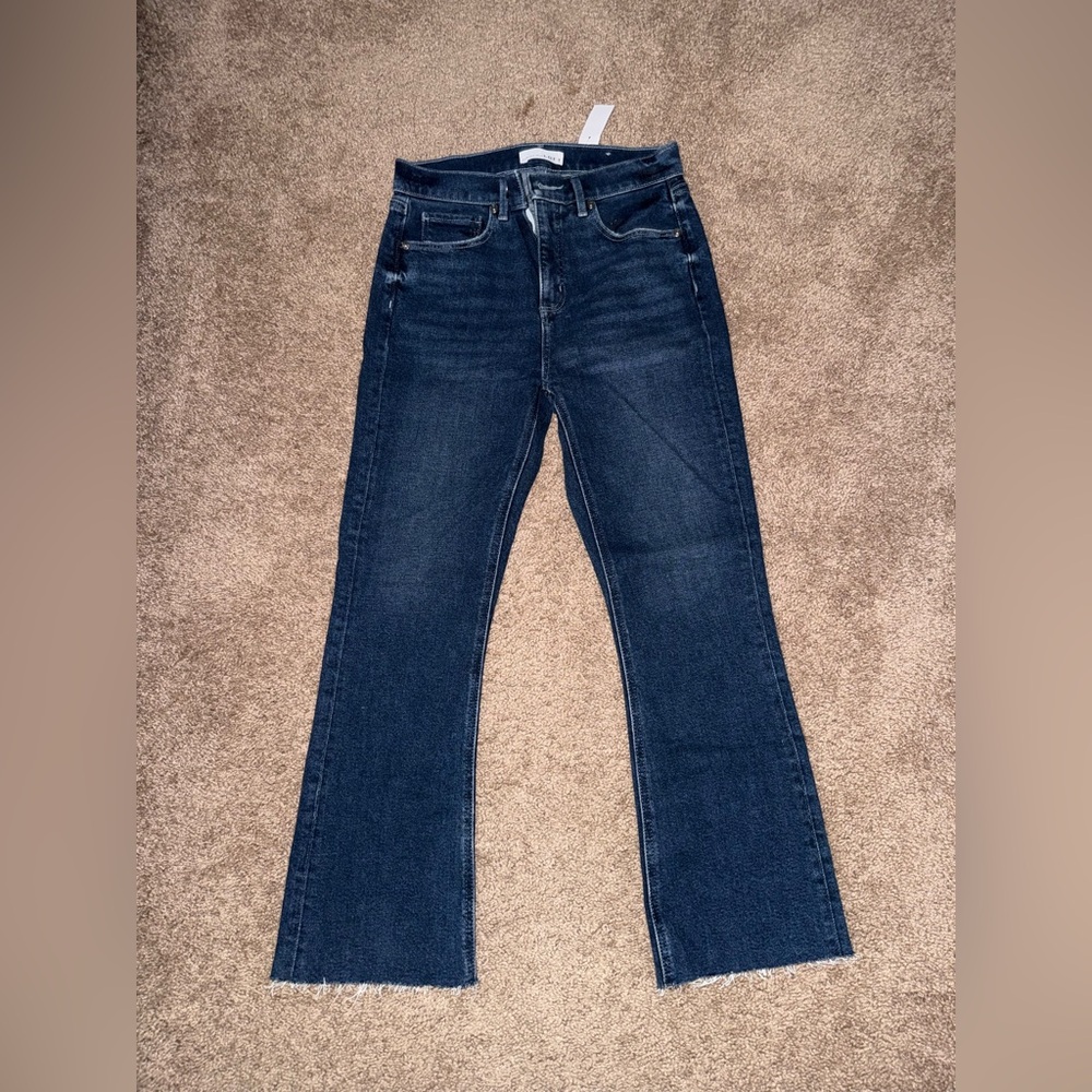LOFT Dark Blue Flare Capri Jeans